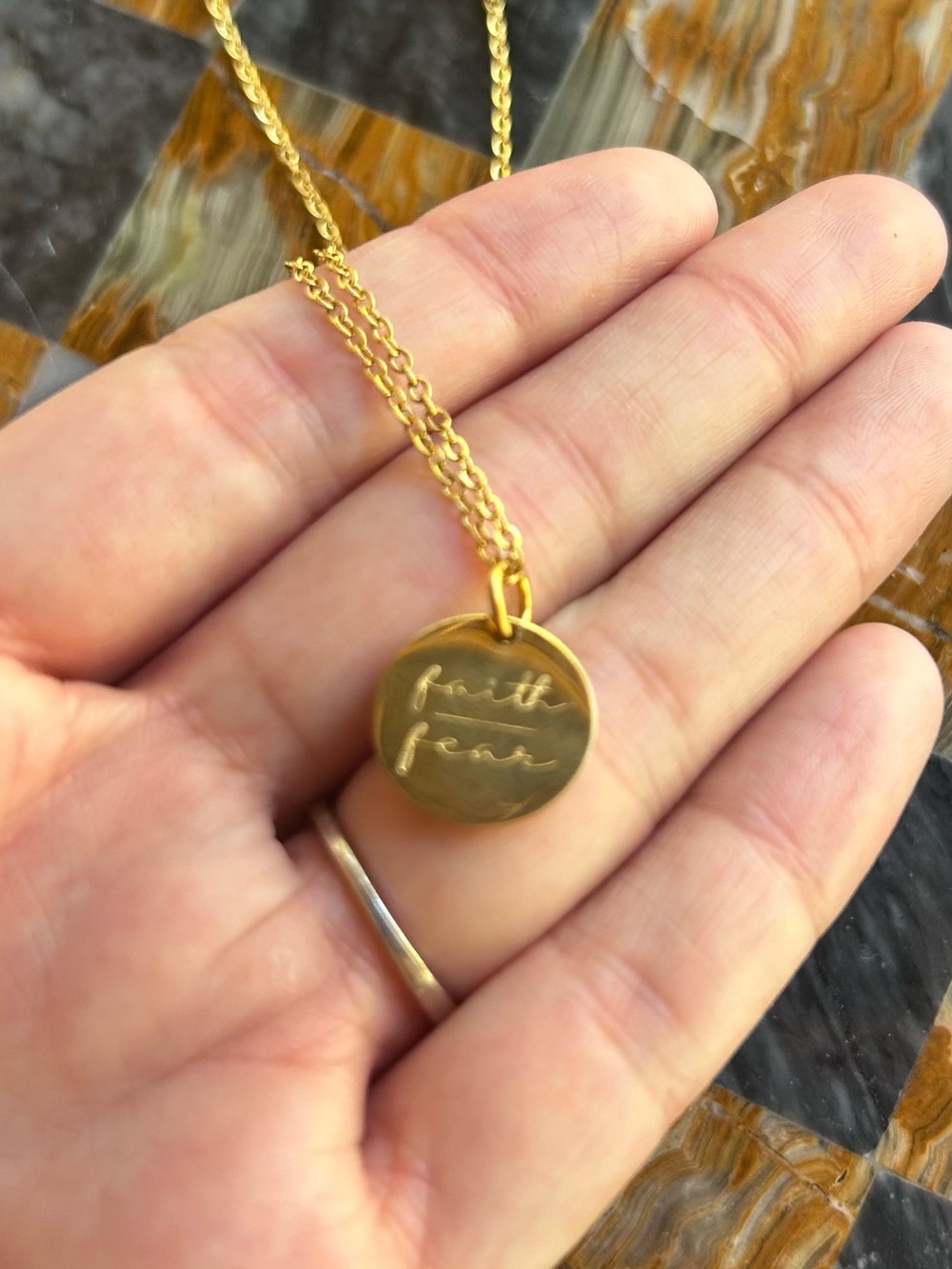 Gold Inspirational Disc Necklace - Women Jewelry